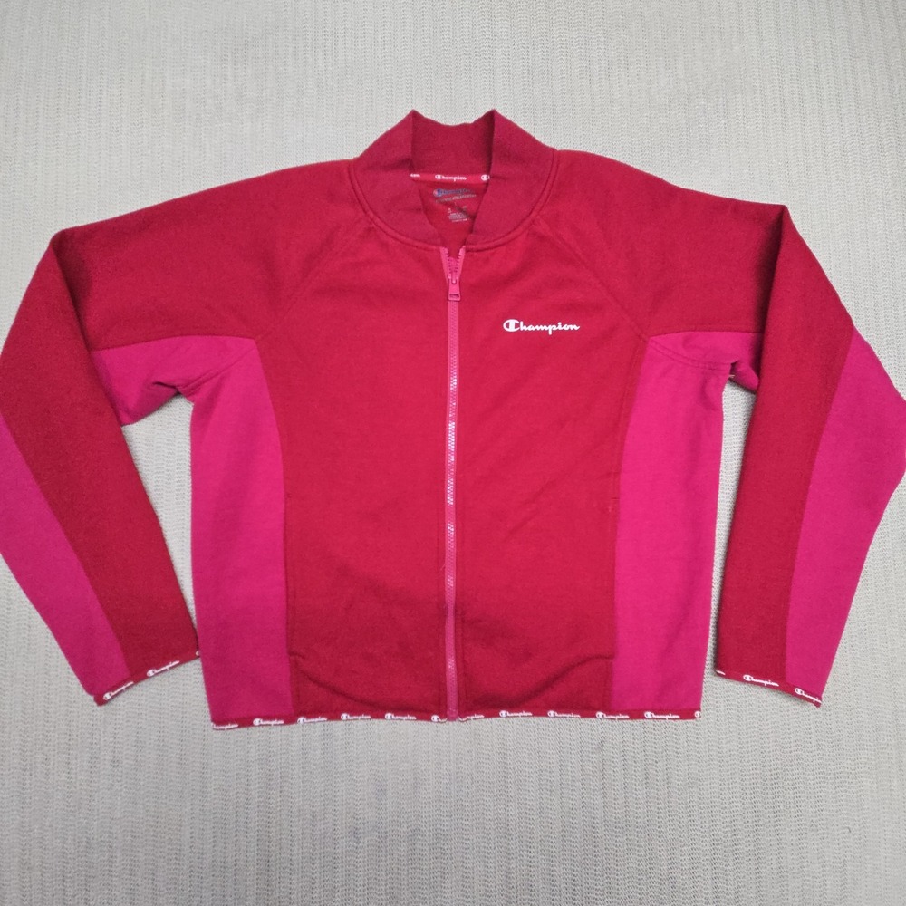 Champion Jacket Womens Large Pink Colorblock Full Zip Track Logo Athleticwear
